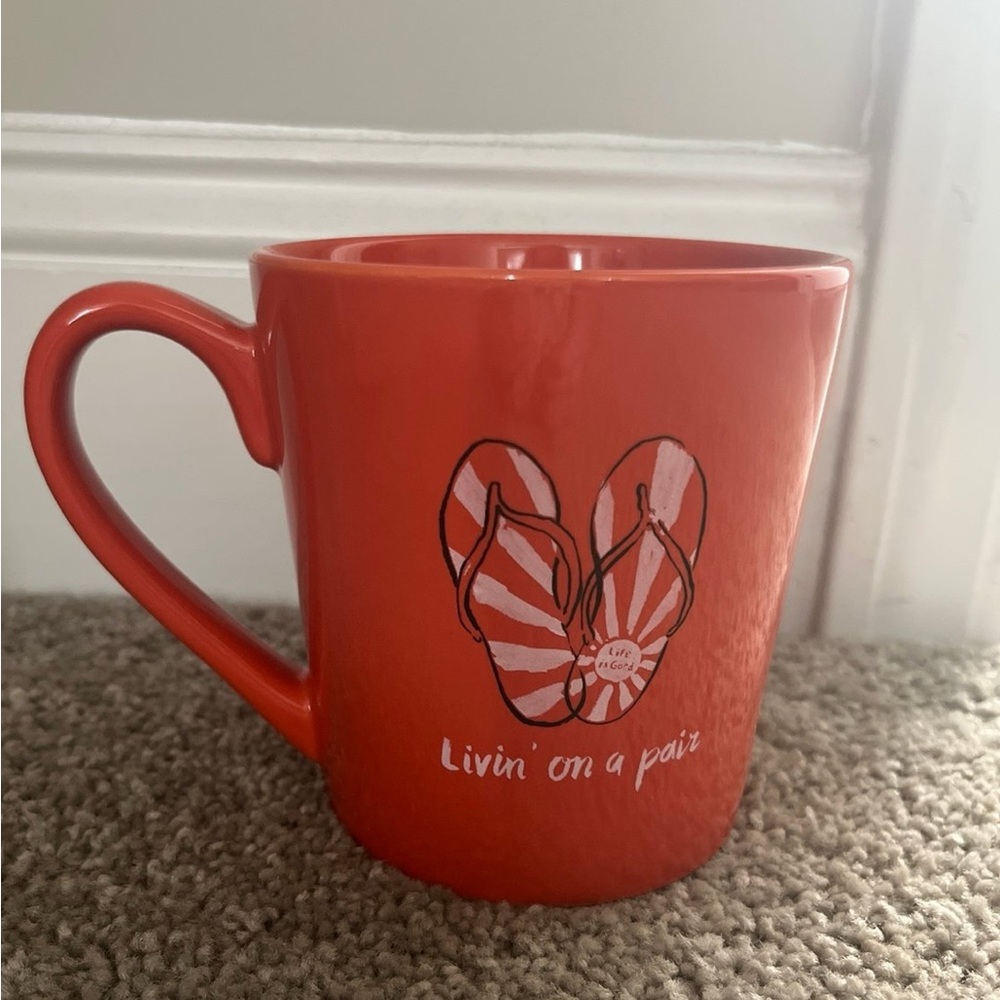 Life Is Good “Livin’ on a Pair” Orange Flip Flops Mug
